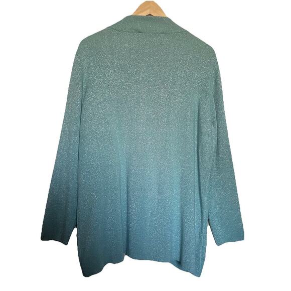 Susan Graver Style Metallic Top Size 1X Blue Long Sleeve Holiday Mature - Picture 2 of 4